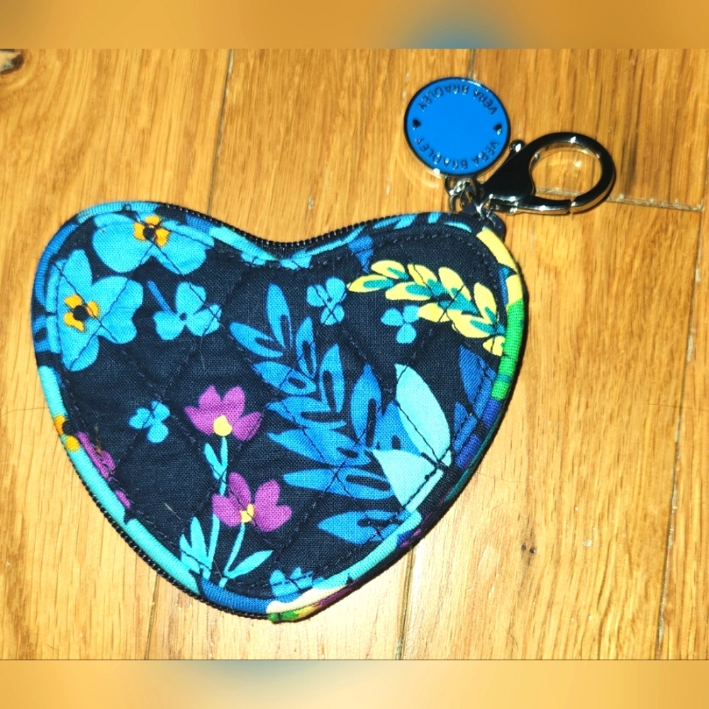 Vintage VERA BRADLEY COIN PURSE & KEYCHAIN MIDNIGHT BLUES PRINT